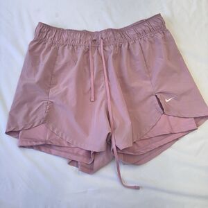 Nike Dri-FIT 2-in-1 Running Shorts Rose Colour Mesh Performance Sz L Barbiecore